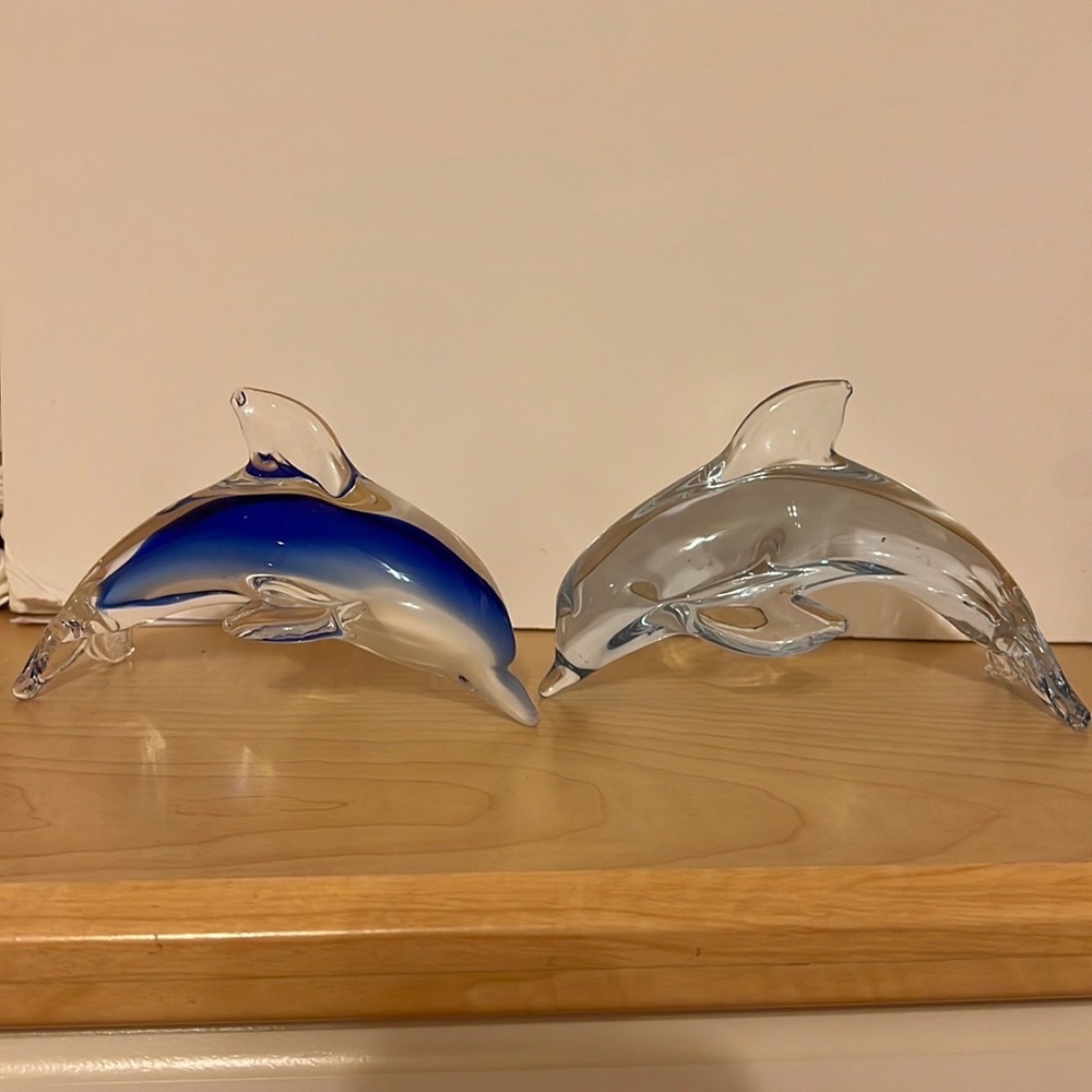 Glass Dolphin Decor Set